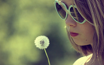 Miscellanea, Miscellaneous, Girl, Face, Dandelion, Sunglasses HD wallpaper