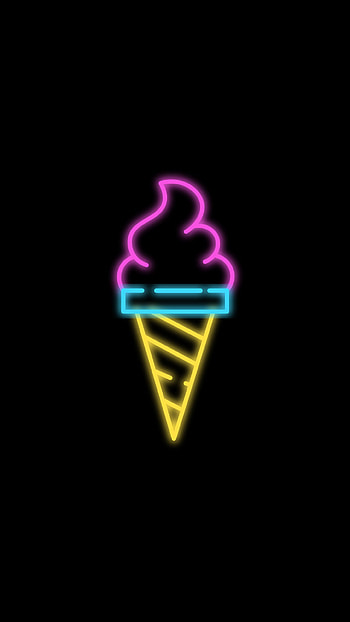 neon icecream, pink, blue, black, yellow, cream, ice HD phone wallpaper