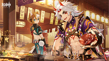 Arataki Itto Gorou Genshin Impact HD wallpaper