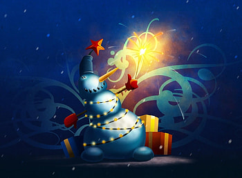 Holidays, Snowman, Holiday, Garland, Sparkler, Presents, Gifts HD wallpaper