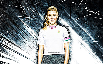 Eugenie Bouchard, grunge art, canadian tennis players, WTA, gray abstract rays, tennis, fan art, Eugenie Bouchard HD wallpaper
