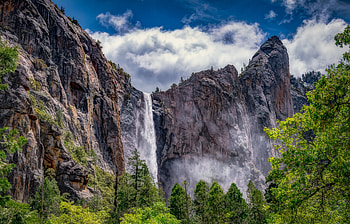 Nature, Bush, Rocks, Waterfall, Break, Precipice HD wallpaper