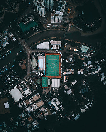 Cities, Architecture, City, View From Above, Panorama, Roof, Parking, Roofs, District, Stadium HD phone wallpaper