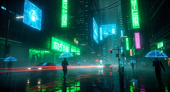 Neon Rain — Cyber City, Cyberpunk, Cityscape, Neon Sign, Rain HD wallpaper