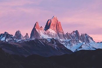 Mountain Range With Pink Sky , mountains, sky, nature HD wallpaper