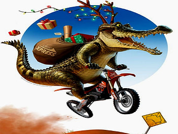 Crock On Bike Delivering Mail, Red, Present, Bike, Hornes, Mail, Crocking, Christmas, Crock, Bag HD wallpaper