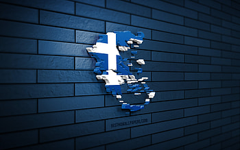 Greece map, , blue brickwall, European countries, Greece map silhouette, Greece flag, Europe, Greek map, Greek flag, Greece, flag of Greece, Greek 3D map HD wallpaper