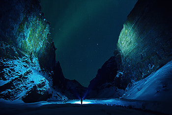 Nature, Mountains, Ice, Night, Snow, Starry Sky, Ice Floes HD wallpaper