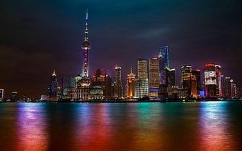 Oriental Pearl Tower, Shanghai, Modern buildings, Night city HD wallpaper