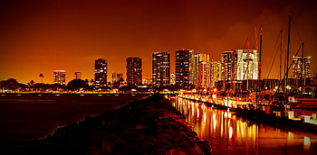 Cities, Reflection, Night City, Glow HD wallpaper