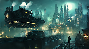 Artistic Steampunk Futuristic City |, steampunk, futuristic city, artistic HD wallpaper