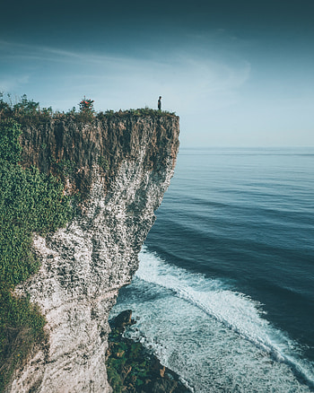 Nature, Sea, Waves, Silhouette, Cliff HD phone wallpaper