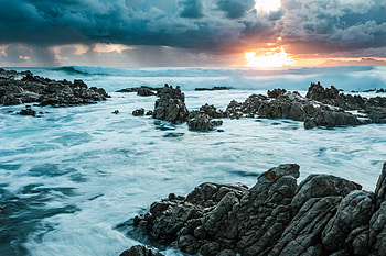 Nature, Sea, Sun, Rocks, Surf HD wallpaper