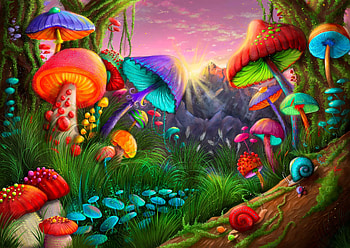 Decorative Poster Fantasy mushrooms, Psychedelic artwork, Digital Art, Home Wall Decor. Psychedelic artwork, Mushroom art, Painting, Magic Mushroom Forest HD wallpaper