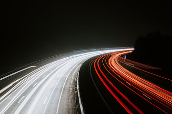 Lights, Dark, Road, Turn, Long Exposure HD wallpaper