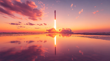 Stunning Ultra of a Rocket Launch at Sunset, rocket launch, cloud, space exploration HD wallpaper