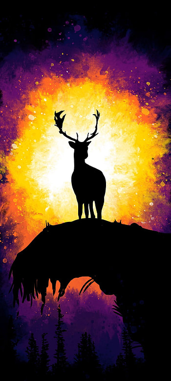 Deer, fire HD phone wallpaper