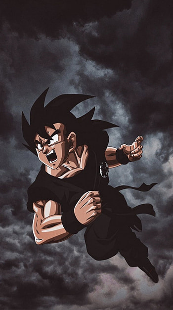 Son goku, art, cartoon, cloudly, black, dark HD phone wallpaper