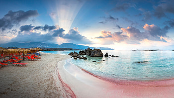 Elafonissi pink beach, Elafonisi lagoon, Crete island, Greece HD wallpaper