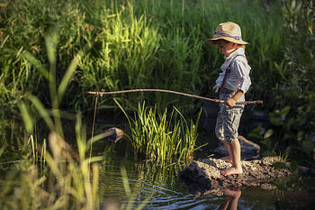 Boy Fishing, kid, Fishing, Boy, pond HD wallpaper