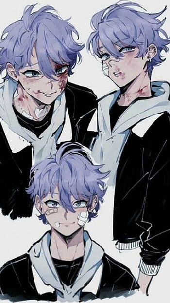 Purple, bad boy, purple hair, anime HD phone wallpaper