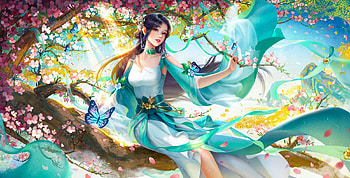 Turquoise Beauty, veils, digital, turquoise, art, fantasy, flowers, girl, woman, butterflies HD wallpaper