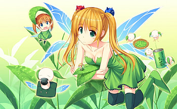 Green Fairy, fairy, wings, cg, game, cute, girl HD wallpaper