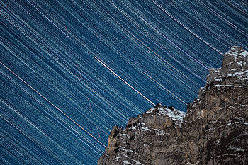 Star trail, nature, night, swiss alps HD wallpaper