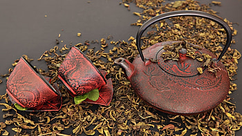 Tea, cups, red, kettle, cup, drinks, drink HD wallpaper