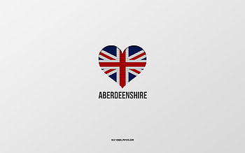 I Love Aberdeenshire, British cities, Day of Aberdeenshire, gray background, United Kingdom, Aberdeenshire, British flag heart, favorite cities, Love Aberdeenshire HD wallpaper