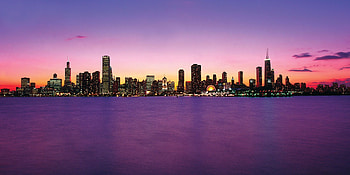 Chicago Skyline, Travels, Purple HD wallpaper