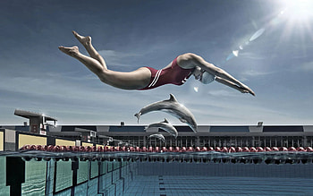 Jump, Swimming HD wallpaper