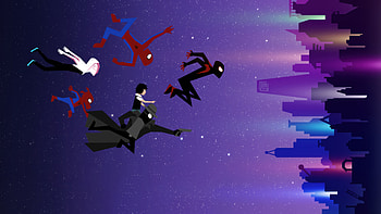 Spider Verse Journey, spiderman, miles-morales, gwen-stacy, spider-man-across-the-spider-verse, superheroes, artwork, minimalism, minimalist HD wallpaper