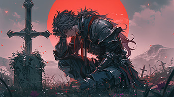 Grief, Anime, fantasy, RPG, red, red anime, fantasy anime HD wallpaper