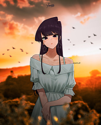 Komi san, cloud, sky, anime fanart, animeedit, komi can communicate, anime HD phone wallpaper