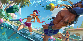 Pool Party Fiora, fiora, summer, kudos prodactions, fantasy, man, hou china, couple, water HD wallpaper