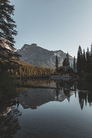 House, Nature, Mountains, Lake, Shore, Bank, Forest HD phone wallpaper
