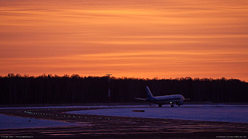 beautiful orange sky, plane, airport, sky, orange HD wallpaper