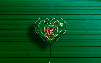 I Love Maluku, , realistic balloons, green wooden background, Day of Maluku, indonesian provinces, flag of Maluku, Indonesia, balloon with flag, Provinces of Indonesia, Maluku flag, Maluku HD wallpaper