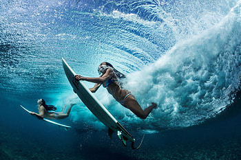 Underwater, Surfing HD wallpaper