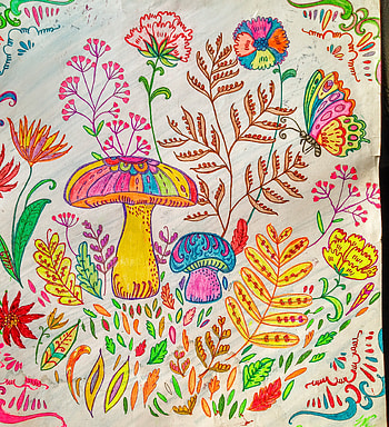 mushrooms, art, organism, trippy, cool, colorful HD phone wallpaper