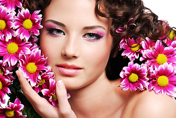 ~✿~ Eye CONTACT~✿~, gentle, beauty, hot pink, delicate, bright, sensual, flower-girl, sweet, smiling, beautiful, young girl, summer, electric pink, pretty, light, love, yellow, nature, flowers, lovely, forever HD wallpaper