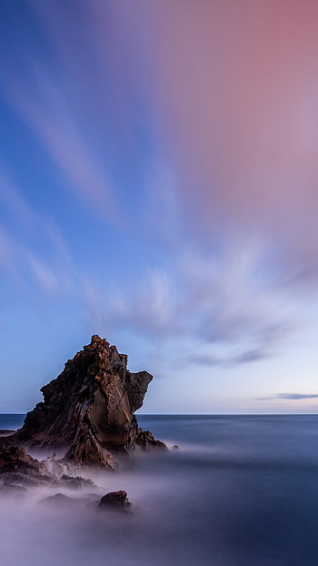 Madeira travels, Sea and sky, Crag in Madeira HD phone wallpaper