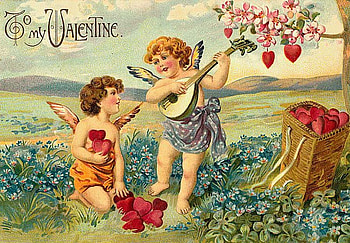 Be my Valentine, hearts, music, angels, flower HD wallpaper