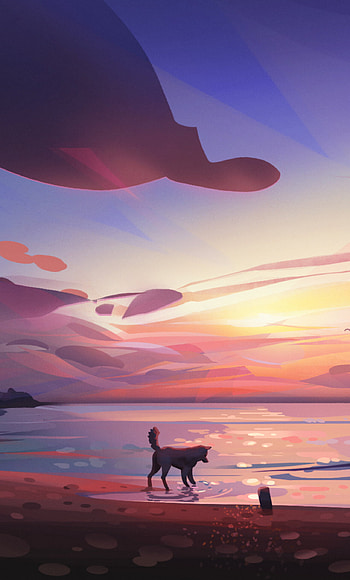 Dog beach minimal art, 6 , , Backgrounds HD phone wallpaper
