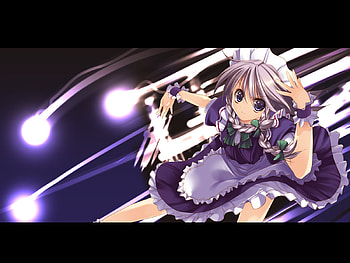 Izayoi Sakuya, girl, green eyes, anime, light HD wallpaper