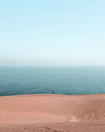 Nature, Beach, Sand, Horizon, Silhouette, Ocean, Haze HD phone wallpaper