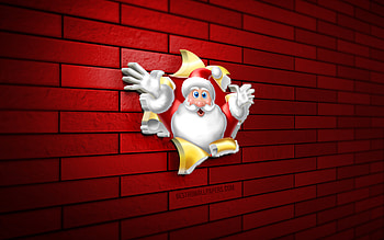Torn Santa Claus, , red brickwall, Christmas decorations, Santa Claus, Happy New Year, Merry Christmas, Saint Nicholas, 3D Santa Claus, 3D art, 3D Santa, xmas decorations HD wallpaper
