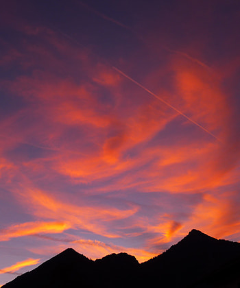 Nature, Sunset, Sky, Mountains, Silhouette, Hills HD phone wallpaper