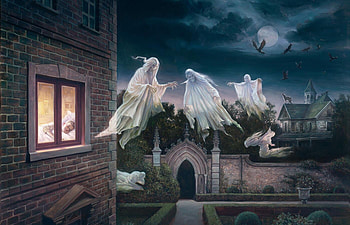 Spirit Meeting, Spirits, ghost, Window, Halloween, sleeping HD wallpaper